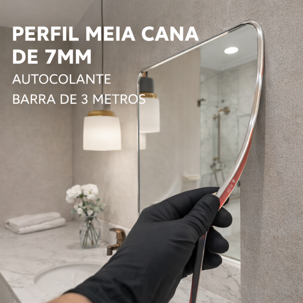 Perfil meia cana de pvc 7mm com autocolante 3 metros