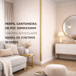 Perfil cantoneira de pvc 10mm x 10mm com autocolante barra de 3 metros