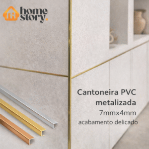 Perfil cantoneira de pvc metalizadas 7mm x 4mm com autocolante