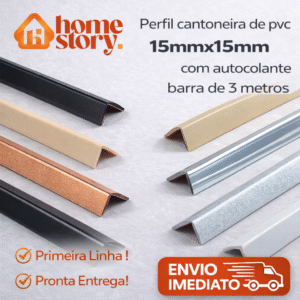 Perfil cantoneira de pvc 15mm x 15mm com autocolante barra de 3 metros