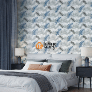 Papel de Parede Vinilico Folhas Branco Verde Marrom 53cm x 10mts Ava-205