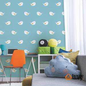 Papel de Parede Infantil Passarinhos Branco/Azul 53cm x 10mts – Fofura Baby FF4006