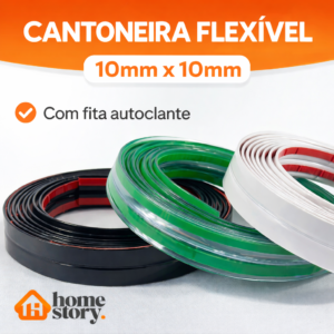 Fita de PVC Flexivel 1cm x 1cm Ideal para Canto Interno e Externo 3 metros
