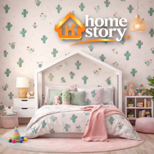 Papel de Parede Infantil Cactos Rosa e Branco Fofura Baby FF4012 0,53x10m Rolo