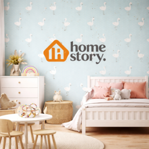 Papel de Parede Infantil Garças Azul – Fofura Baby Lavável 0,53x10m Quarto Bebê FF4020