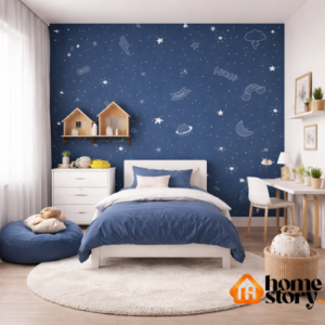 Papel de Parede Infantil Universo Azul Marinho e Cinza – Rolo 0,53m x 10m | Fofura Baby FF4025