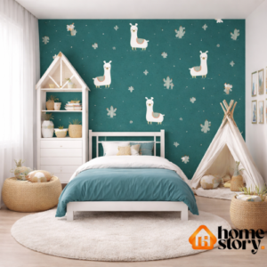 Papel de Parede Infantil Lhama Azul Marinho/Branco – Rolo 0,53m x 10m | Fofura Baby FF4026