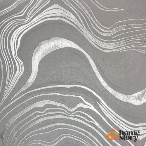 Papel De Parede Moderno Cinza Com Linhas Prata Vinílico Lavável 53cm x 10mts - Imagem 2