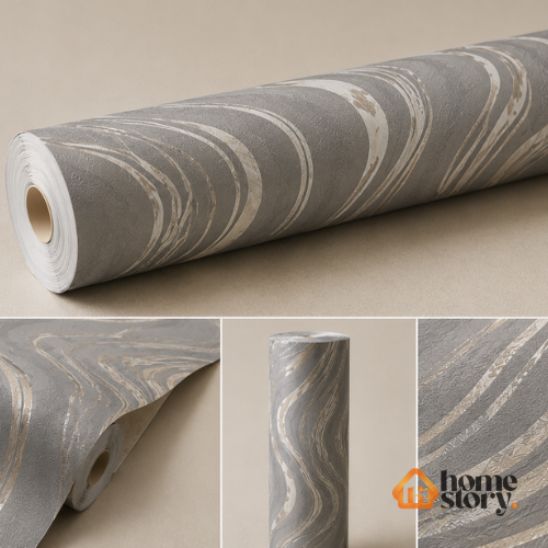 Papel De Parede Moderno Cinza Com Linhas Prata Vinílico Lavável 53cm x 10mts - Imagem 8