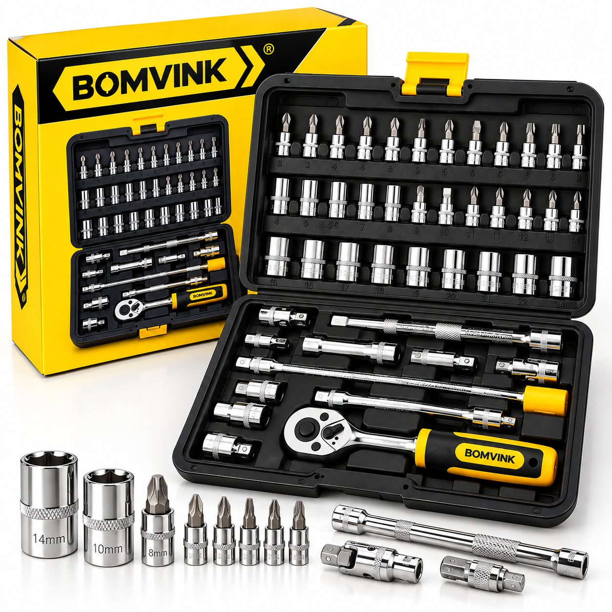 Jogo de Soquetes BOMVINK 40 Peças com Catraca e Estojo BOM-3906 - Imagem 2