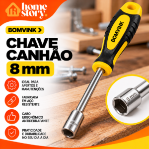 Chave Canhão BOMVINK 8mm com Cabo Ergonômico Antiderrapante