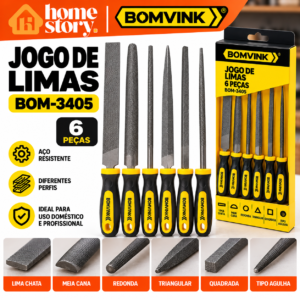 Jogo de Limas BOMVINK 6 Peças para Acabamento e Desbaste BOM-3405