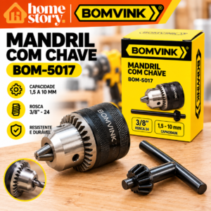 Mandril com Chave BOMVINK 3/8 Pol Rosca 24 Capacidade 1,5 a 10mm BOM-5017